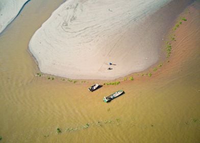 Boats near a Sandbank