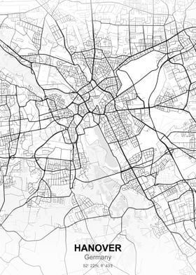 Hanover Germany city map w