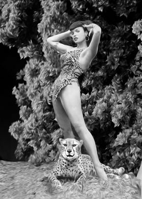 Model with leopard