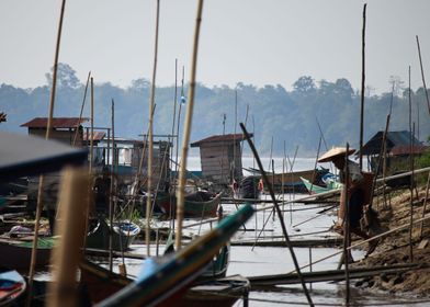 Boats ashore in Borneo