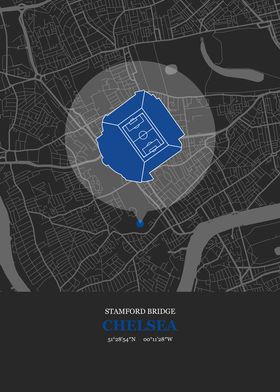 Stamford Bridge Chelsea F.C. Inspired Football Art Print Stadium