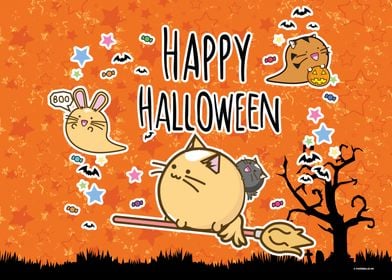 Happy Halloween Cat Broom