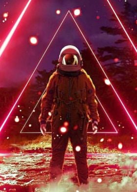 The neon astronaut artwork