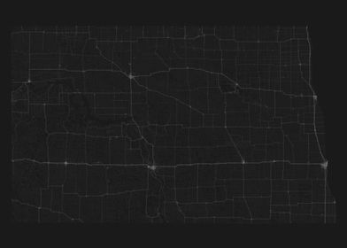Roads of North Dakota Map