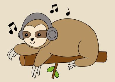 Sloth with Headphones