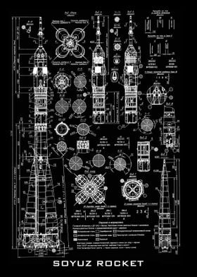 Vostok PrintVostok Blueprint PosterRoscosmosSpace Poster