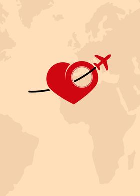 Travel Lover Plane Heart