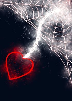 smoky heart in spider web