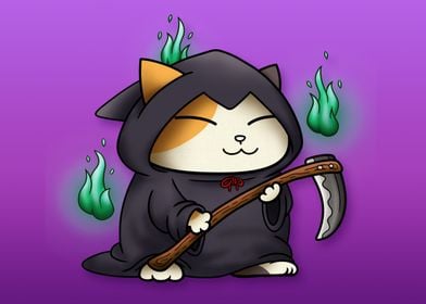 Halloween Cat Grim Reaper