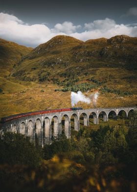 Old train on a bridge