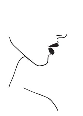 Woman Lips One Line