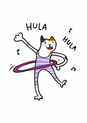 Cat play hulahoop cartoon