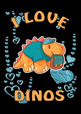 Cute Dino Loves Instant Noodles - Cute Dinosaur - Posters and Art Prints