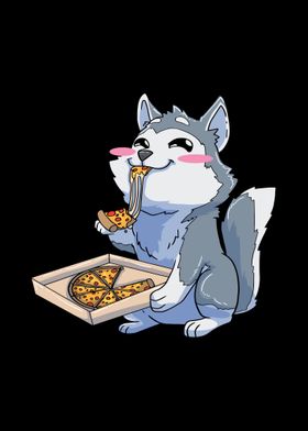 Siberian Husky Pizza Kawai