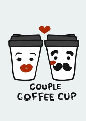 Couple coffee cup cartoon