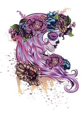 Pink sugar skull girl