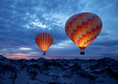 Hot air balloons traveling