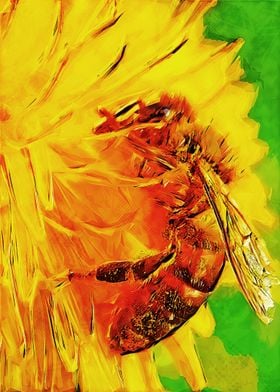 bee and flower painting