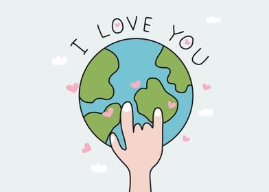 I love you hand sign earth