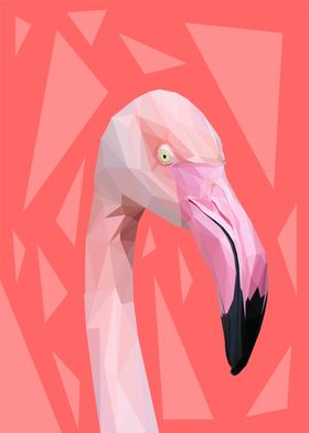 Flamingo Head Lowpoly