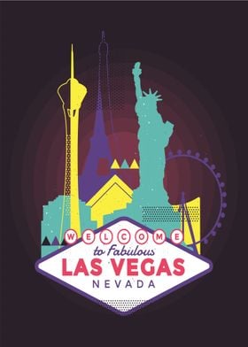 NEON LAS VEGAS SKYLINE