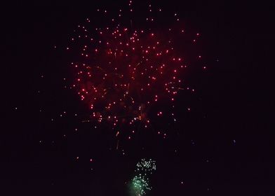 Red and green fireworks