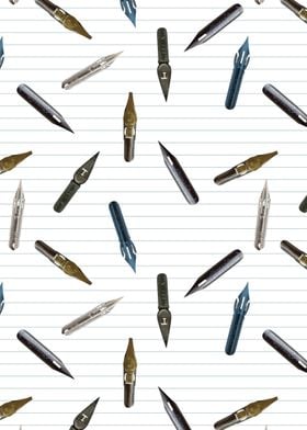 Pen Nibs on lined Paper