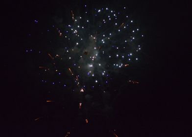 Blue and orange fireworks