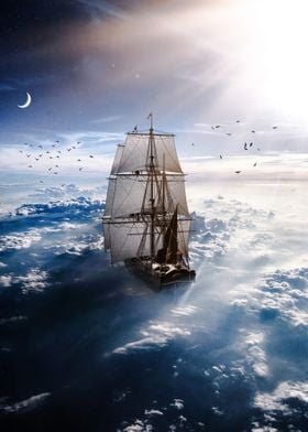 Sailboat sea of Clouds