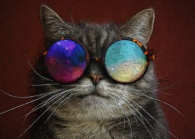 Cat With Galaxy Glasses