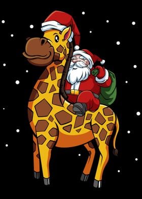 Santa Riding Giraffe Funny