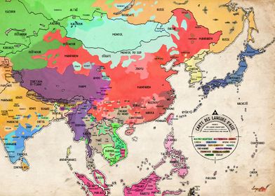 Carte des langues Asie 