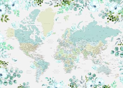 Marie floral world map