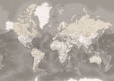 Davey detailed world map