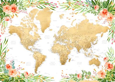 Blythe floral world map