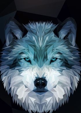 White wolf low poly