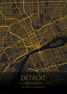 Detroit Michigan Citymap