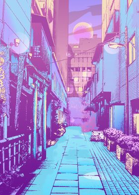 Japan Street City Pop Art Poster By Saphira Design Displate