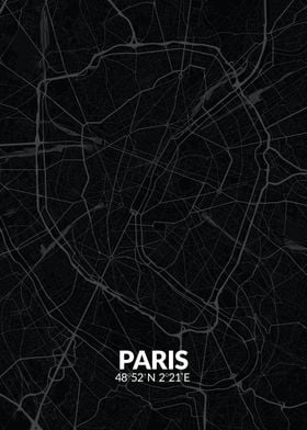 Paris Black Map