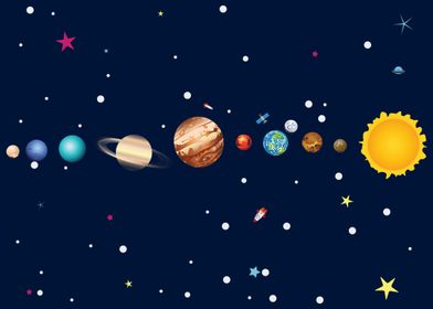 Cartoon parade of planets