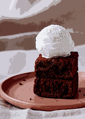 ice cream upon brownies