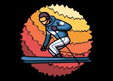 Skis skiing vintage skier