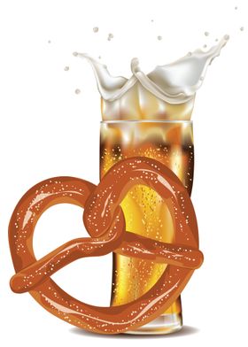 Pretzel and splashing Beer