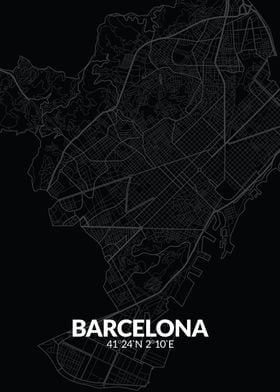 Barcelona Black Map