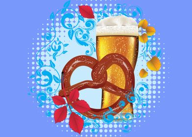 Cartoon Pretzel with Beer