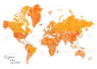 Orange world map Carlotta