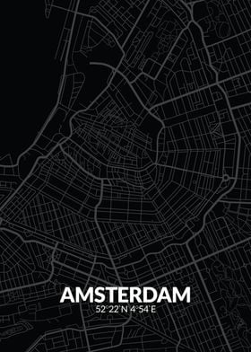 Amsterdam Black Map