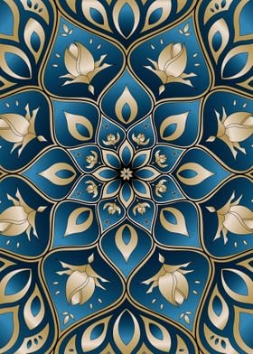 Mandala gold blue