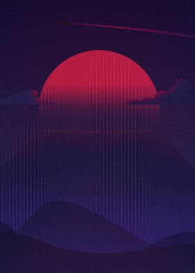 The beautiful sunset retro