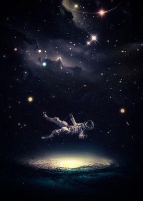 Astronaut falling galaxy